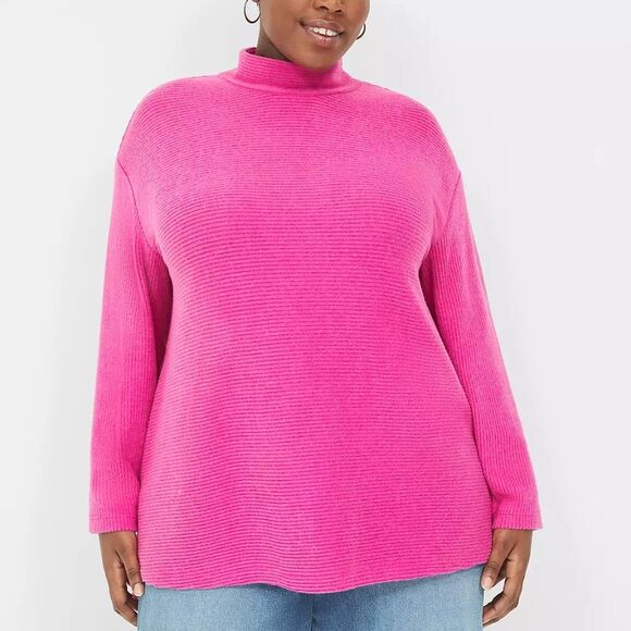 LANE BRYANT -  Relaxed Mock-Neck Rib Top - Picture 1 of 4